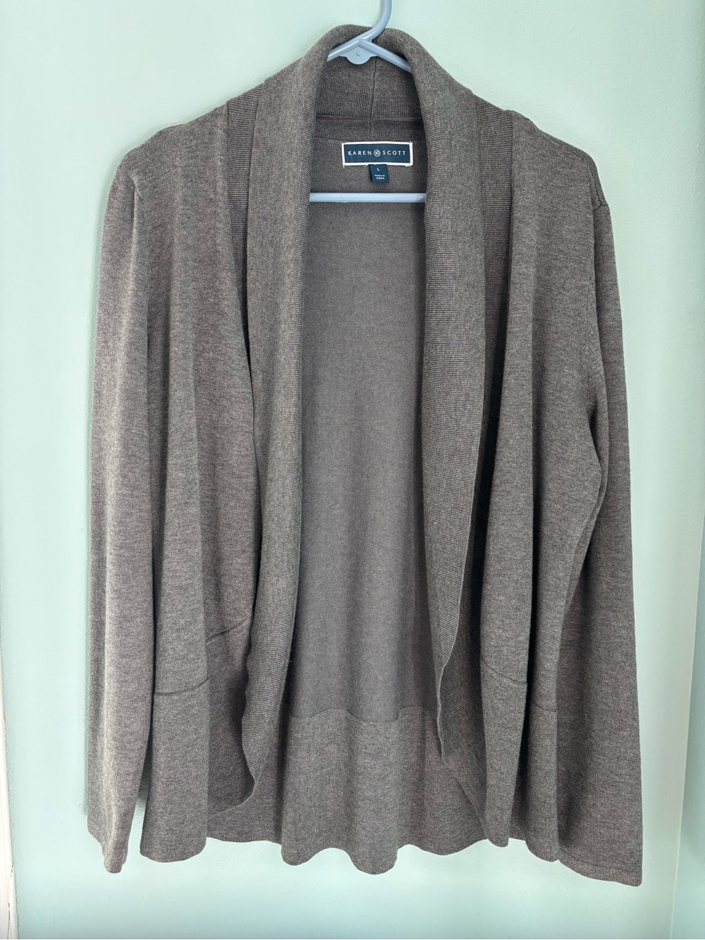 Karen Scott Gray Open-Front Women's Cardigan Sweater